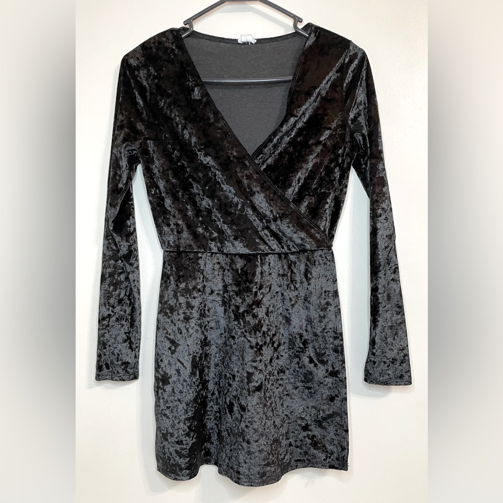 Garage Black Velvet Romper Dress
